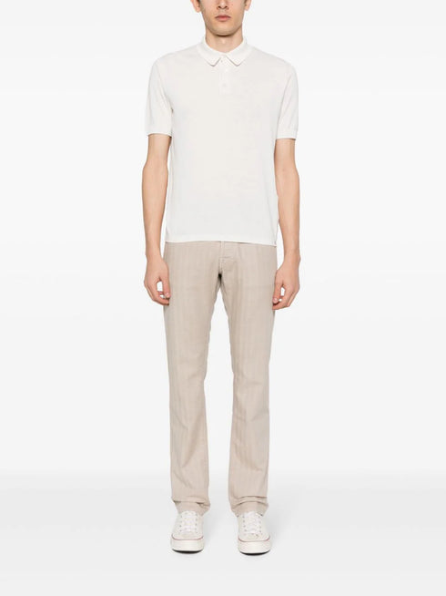 herringbone tapered-leg trousers
